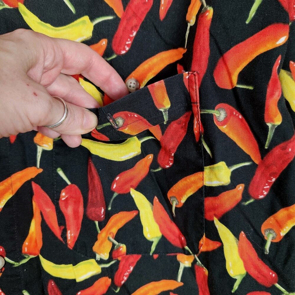 Vtg Johnny Cotton Hot Chili Peppers Button Down Shirt Mens Sz M Long Sleeve USA - Picture 5 of 11